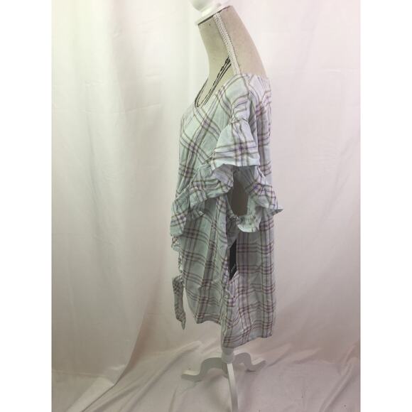 A.n.a Ruffle short sleeve tee plaid Small - Picture 8 of 11